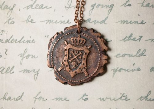 Copper Armorial Heraldic Crest Pendant