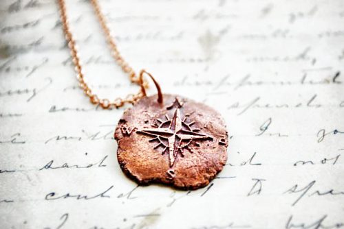 Copper Compass Rose Pendant