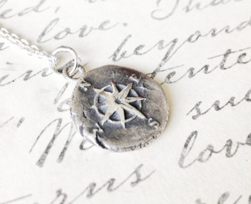 Silver Small Compass Rose Pendant