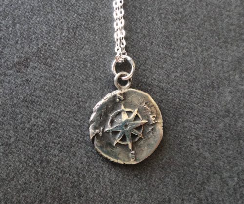 Silver Small Compass Rose Pendant