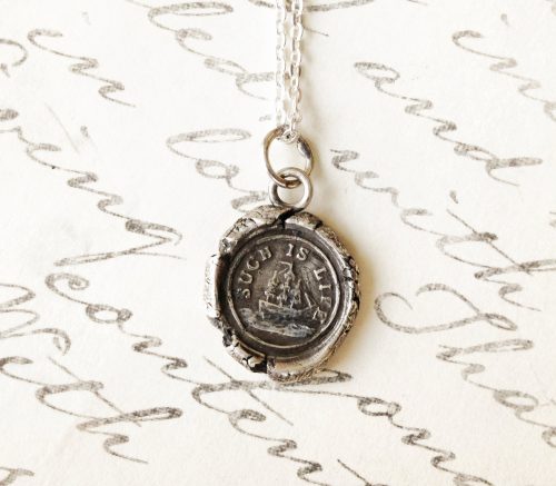 Silver Ship Such is Life Neclace