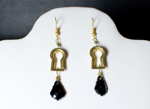 Gold Steampunk Keyhole Earrings