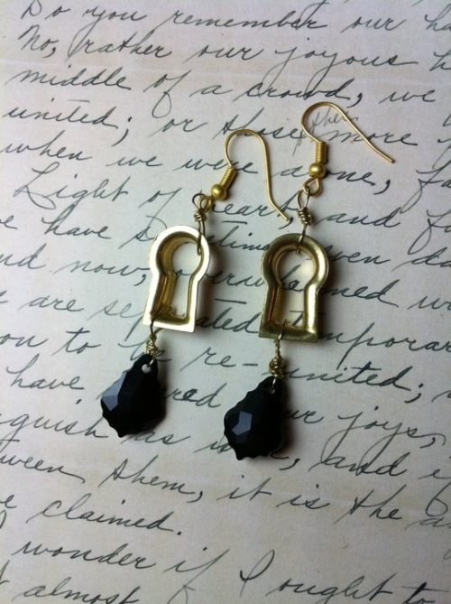 Gold Steampunk Keyhole Earrings - Antique Hardware Jewelry