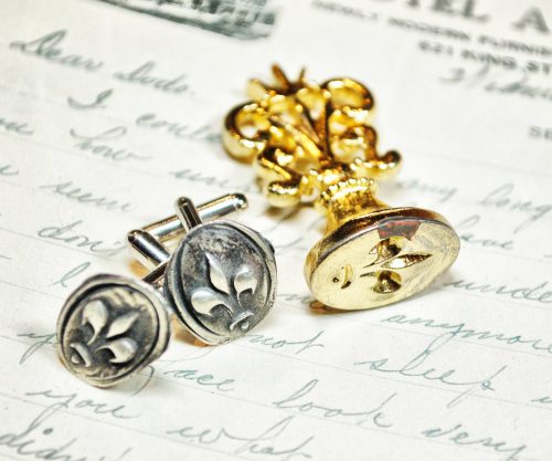 Fleur De Lys Cufflinks - Antique Wax Seal Cuff Links France