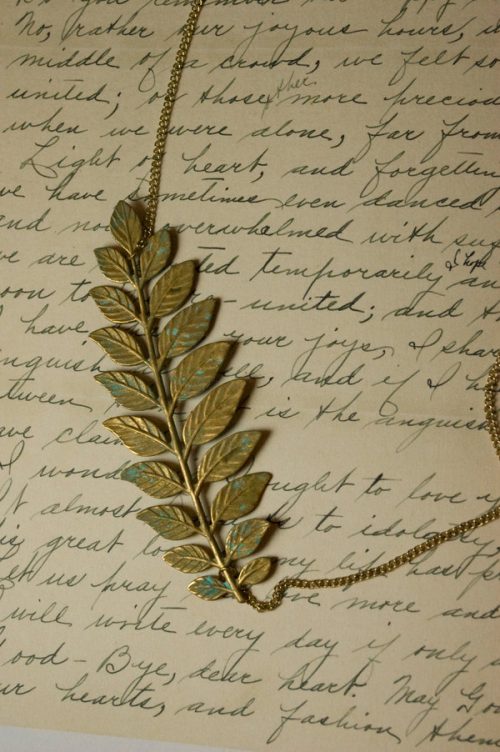 Helen of Troy Falling Leaf Brass Necklace